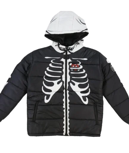 Glo Gang Skeleton Puffer Jacket Black