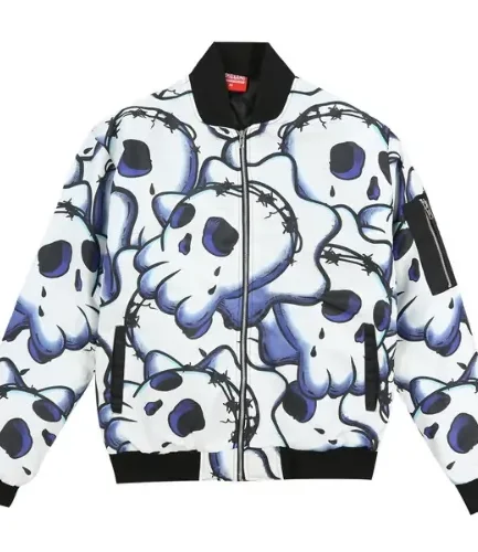 Glo Gang Skull Bomber Jacket (Blue)