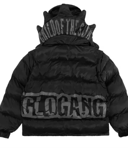 Glocler Flare Collar Puffer Jacket (Black)