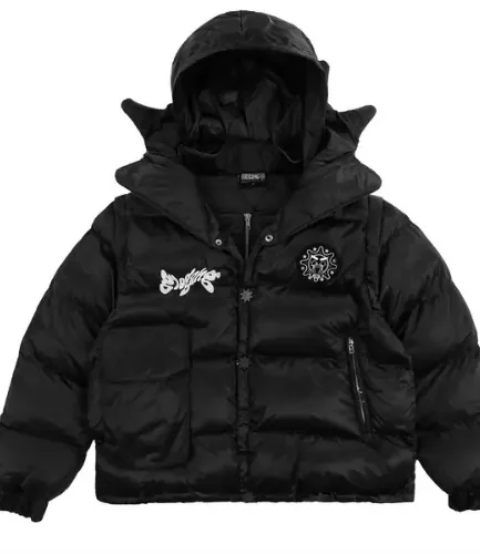 Glocler Flare Collar Puffer Jacket (Black)