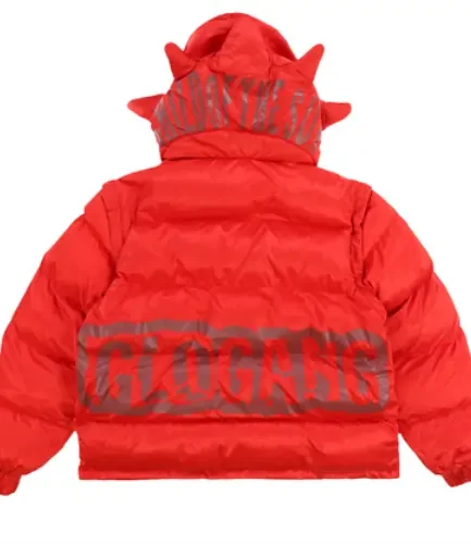 Glocler Flare Collar Puffer Jacket Red