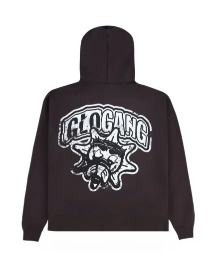 Glo Gang Distressed Logo Glo Zip Up Hoodie (Brown)